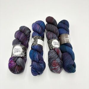 Dragon Hoard Yarn Fingering Weight Superwash Merino Wool Nylon Purple Blue Lot 4